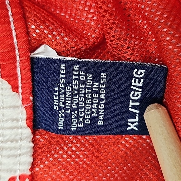 Chaps mens swim trunks. Red, white floral. Size XL. Velcro & tie front. - Picture 7 of 12